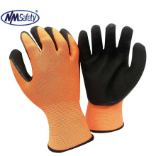 NMSAFETY 13 gauge polyester liner coated soft foam latex shell work gloves